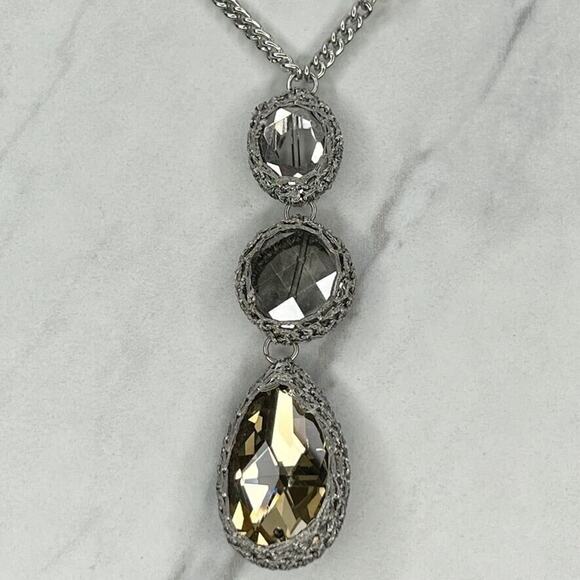 Chico's Silver Tone Wire Wrapped Linear Pendant Necklace - Picture 2 of 11